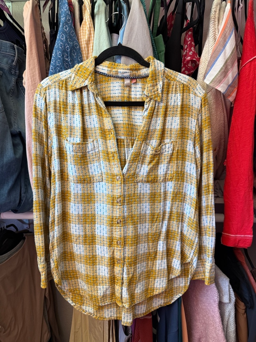 Anthro Pilcro Relaxed Button Down Shirt Sz Small - Picture 2 of 3